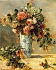 Pierre Auguste Renoir Wall Art - Roses And Jasmine In A Delft Vase